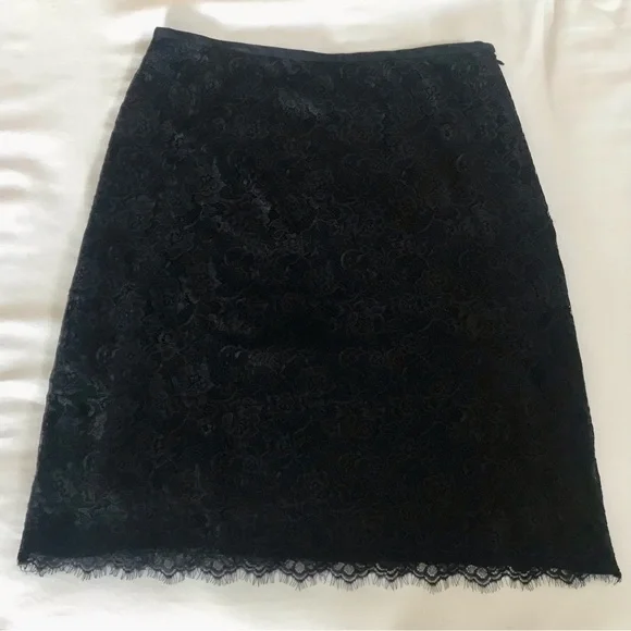 Liz Claiborne Liz Sport Skirt Size 16 Black Floral Lace Fully Lined side zipper - Picture 5 of 13